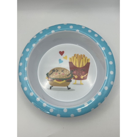 Other - Cheeseburger and Fries Melamine Bowl Kidcore Kitsch Cottagecore Whimsy Kawaii